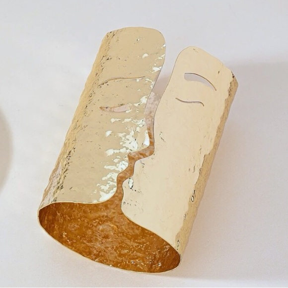 New Textured Abstract Artist Face Cuff Bracelet / Avant Garde Chunky Art - Picture 2 of 13